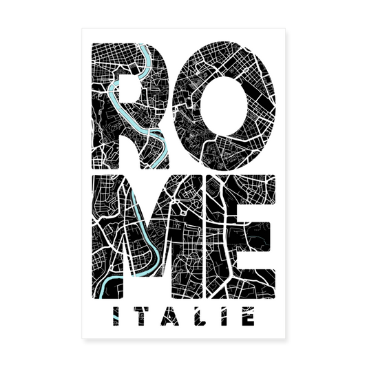 Poster Rome - Plan Rome - 20 x 30 cm - blanc