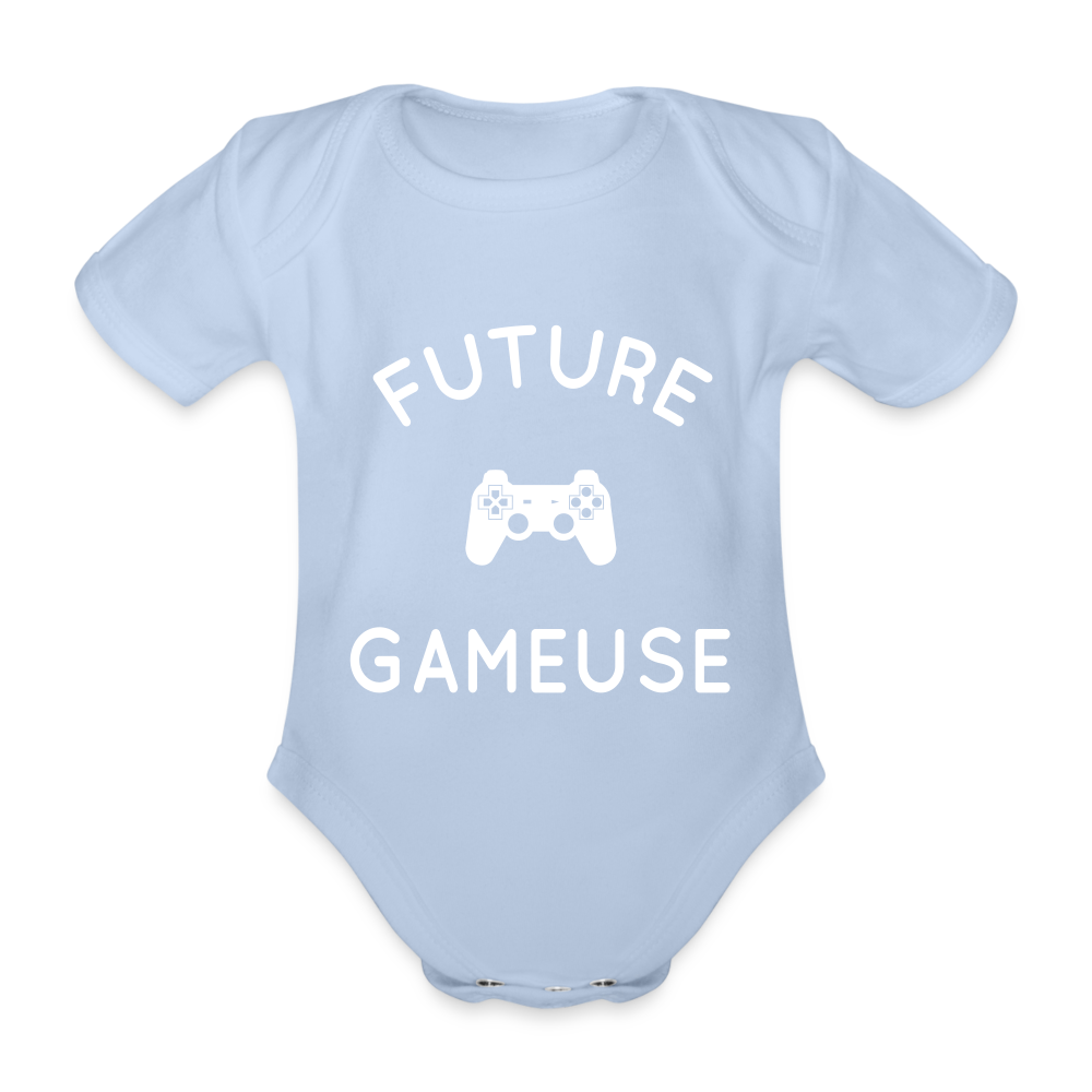 Body Bébé bio manches courtes - Future gameuse - ciel