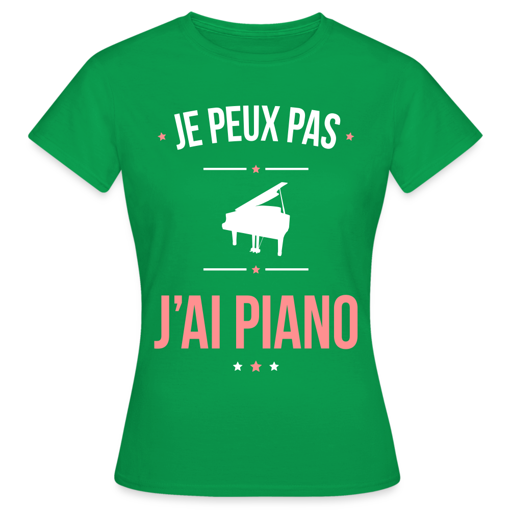 T-shirt Femme - Je peux pas j'ai Piano - vert