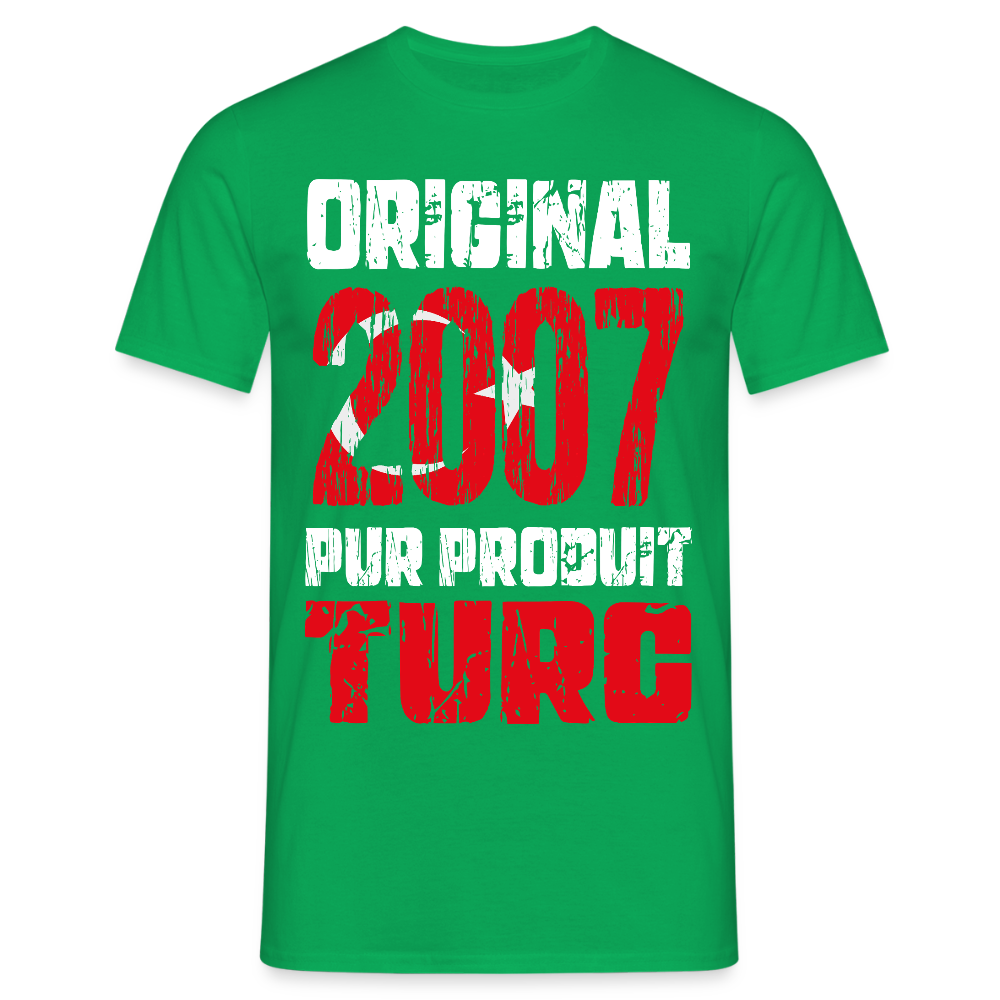 T-shirt Homme - Anniversaire 18 Ans - Original 2007 - Pur produit Turc - vert