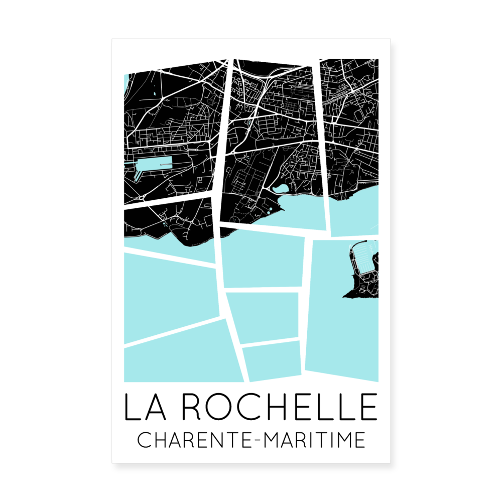 Poster La Rochelle - Plan La Rochelle - 20 x 30 cm - blanc