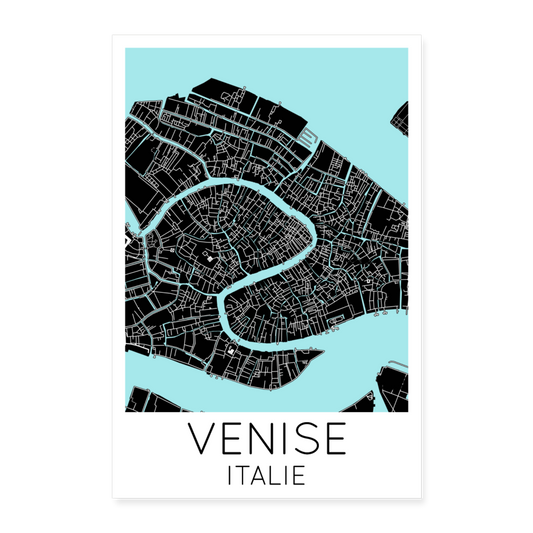 Poster Venise - Plan Venise - 40 x 60 cm - blanc