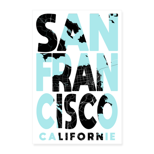 Poster San Francisco - Plan San Francisco - 60 x 90 cm - blanc