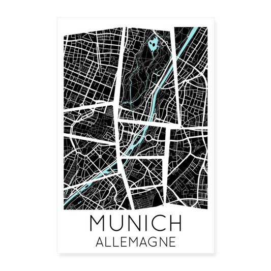 Poster Munich - Plan Munich - 40 x 60 cm - blanc