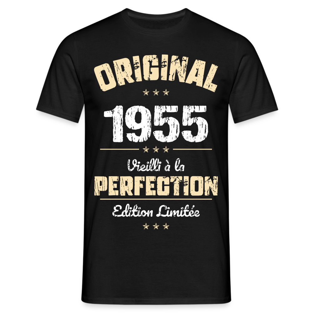 T-shirt Homme - Anniversaire 70 Ans - Original 1955 - noir