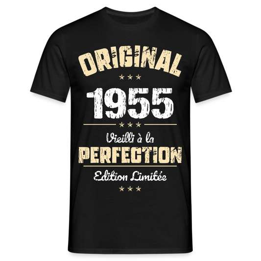 T-shirt Homme - Anniversaire 70 Ans - Original 1955 - noir