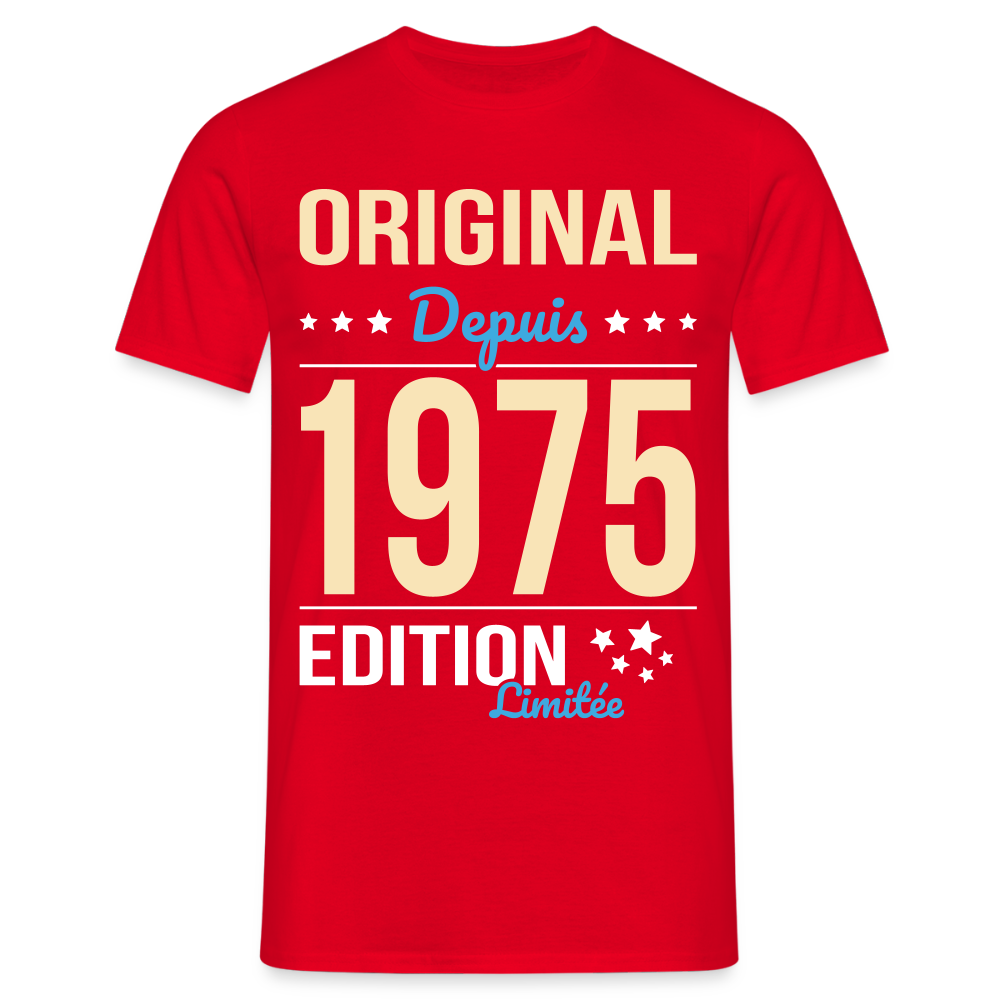 T-shirt Homme - Anniversaire 50 Ans - Original depuis 1975 - rouge