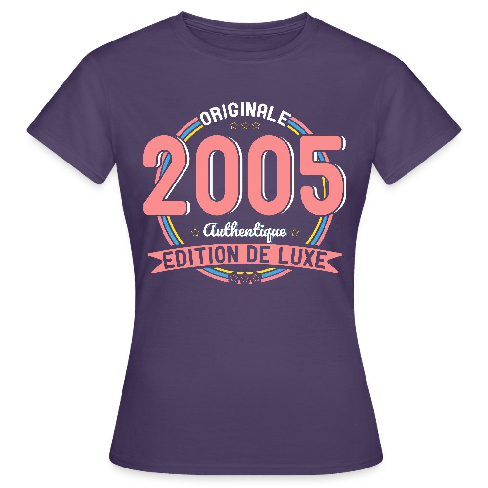 T-shirt Femme - Anniversaire 20 Ans - Originale 2005 Authentique - violet foncé