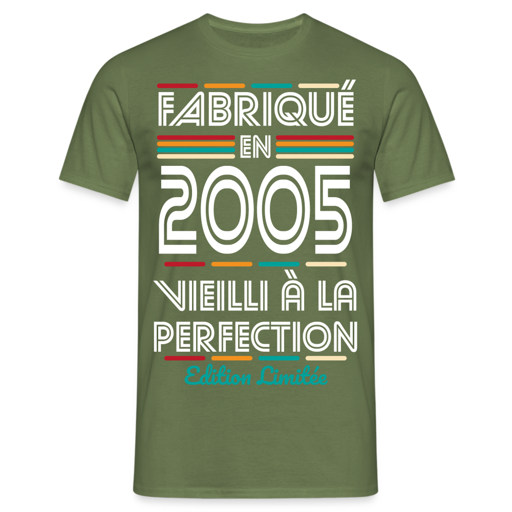 T-shirt Homme - Anniversaire 20 Ans - Fabriqué en 2005 - vert militaire