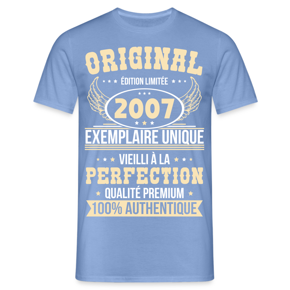 T-shirt Homme - Anniversaire 18 Ans - Original 2007 - carolina blue