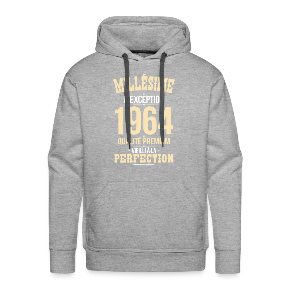 Sweat à capuche Premium Homme - Anniversaire 60 Ans - Millésime 1964 - gris chiné