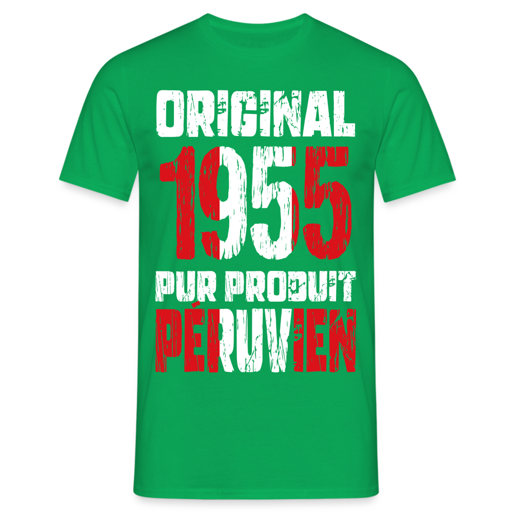 T-shirt Homme - Anniversaire 70 Ans - Original 1955 - Pur produit Péruvien - vert