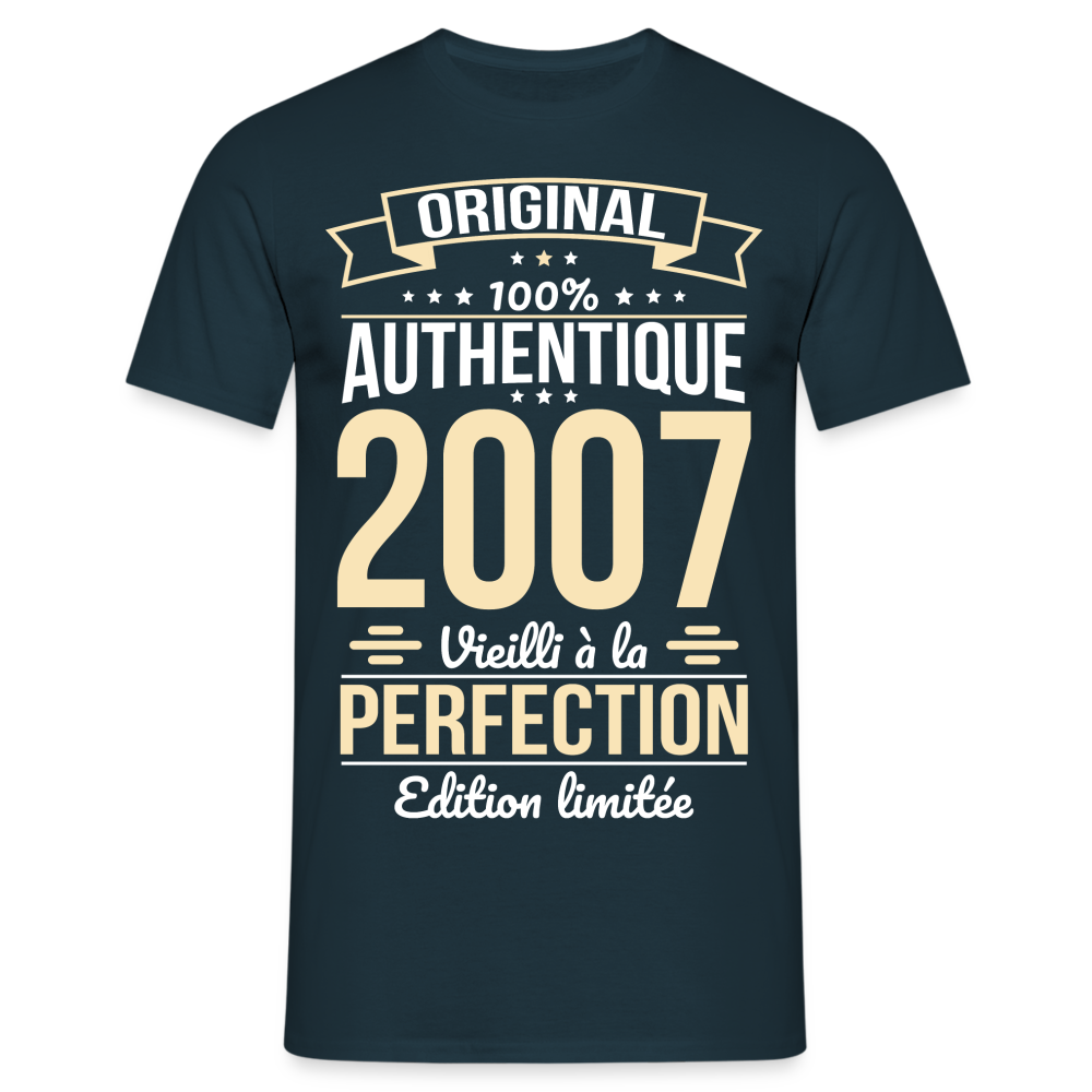 T-shirt Homme - Anniversaire 18 Ans - Original 2007 - marine