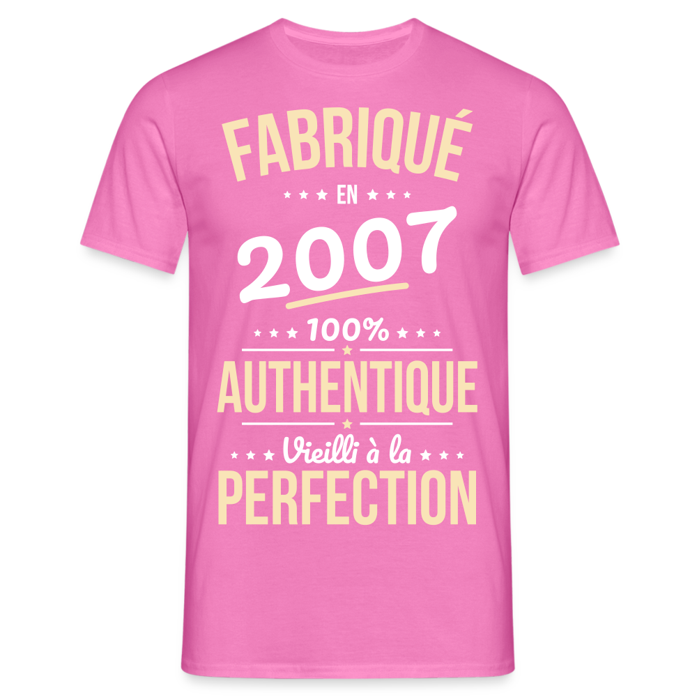 T-shirt Homme - Anniversaire 18 Ans - Fabriqué en 2007 - rose