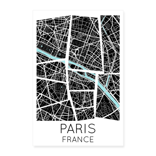 Poster Paris - Plan Paris - 60 x 90 cm - blanc