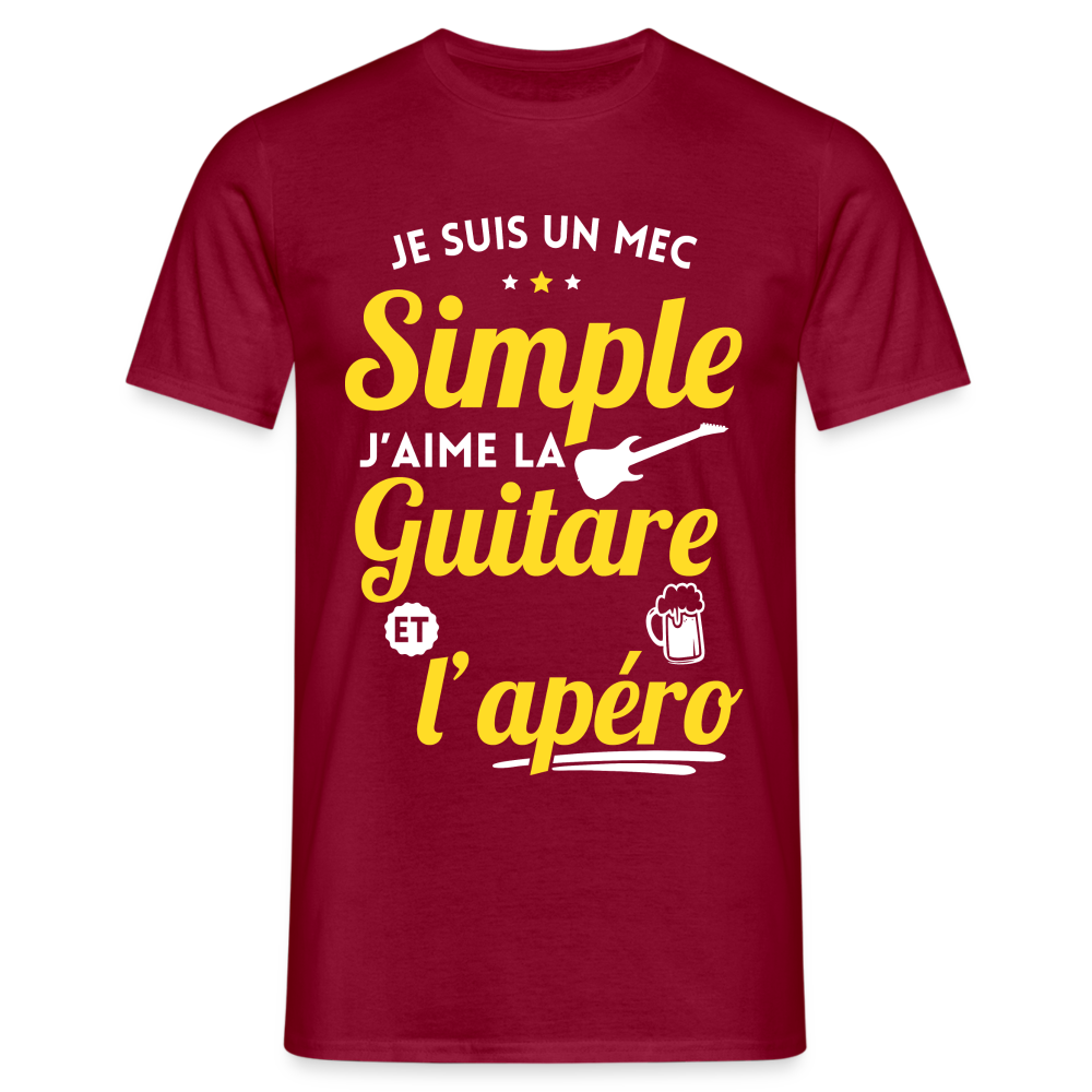 T-shirt Homme - J'aime la guitare et l'apéro - rouge brique