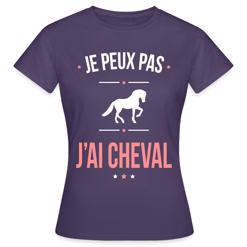 T-shirt Femme - Je peux pas j'ai Cheval - violet foncé