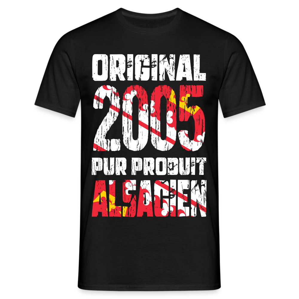 T-shirt Homme - Anniversaire 20 Ans - Original 2005 - Pur produit Alsacien - noir