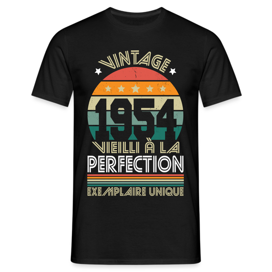 T-shirt Homme - Anniversaire 71 Ans - Vintage 1954 - noir