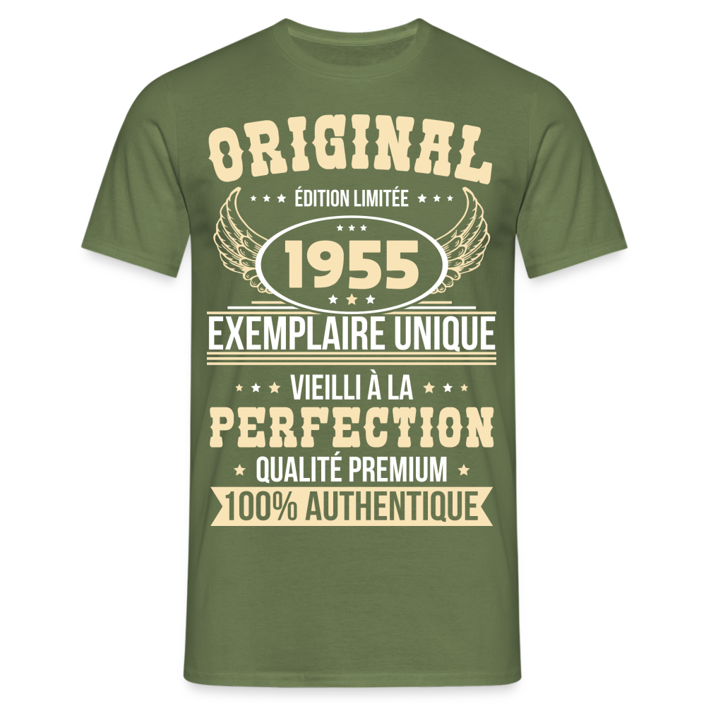 T-shirt Homme - Anniversaire 70 Ans - Original 1955 - vert militaire