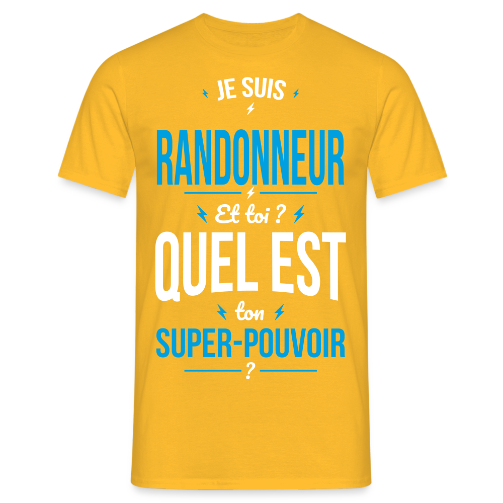 T-shirt Homme - Je suis randonneur - Super-pouvoir - jaune