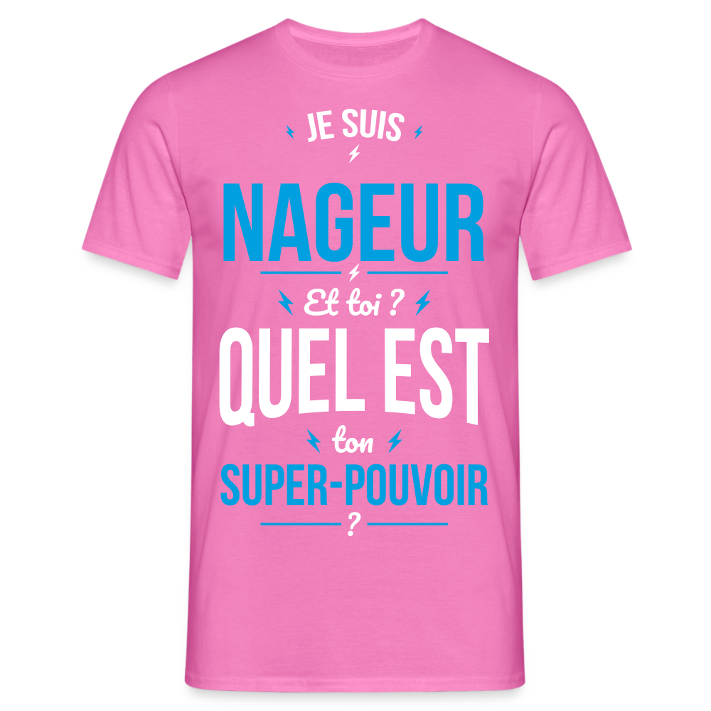 T-shirt Homme - Je suis nageur - Super-pouvoir - rose