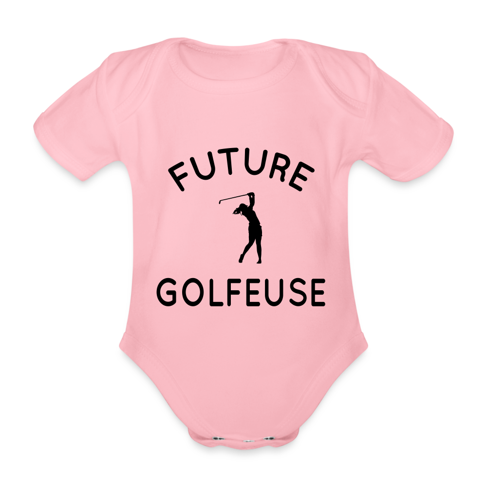 Body Bébé bio manches courtes - Future golfeuse - rose clair