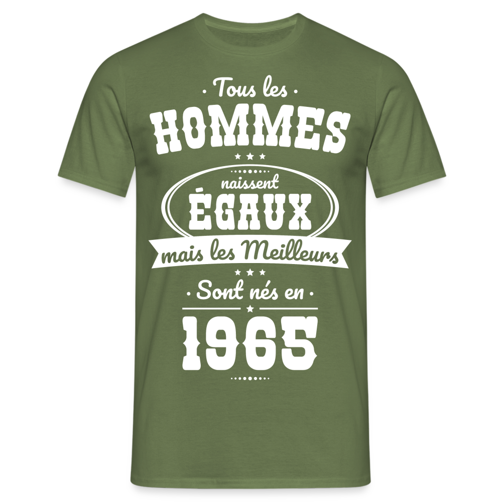 T-shirt Homme - Anniversaire 60 Ans - Les meilleurs sont nés en 1965 - vert militaire