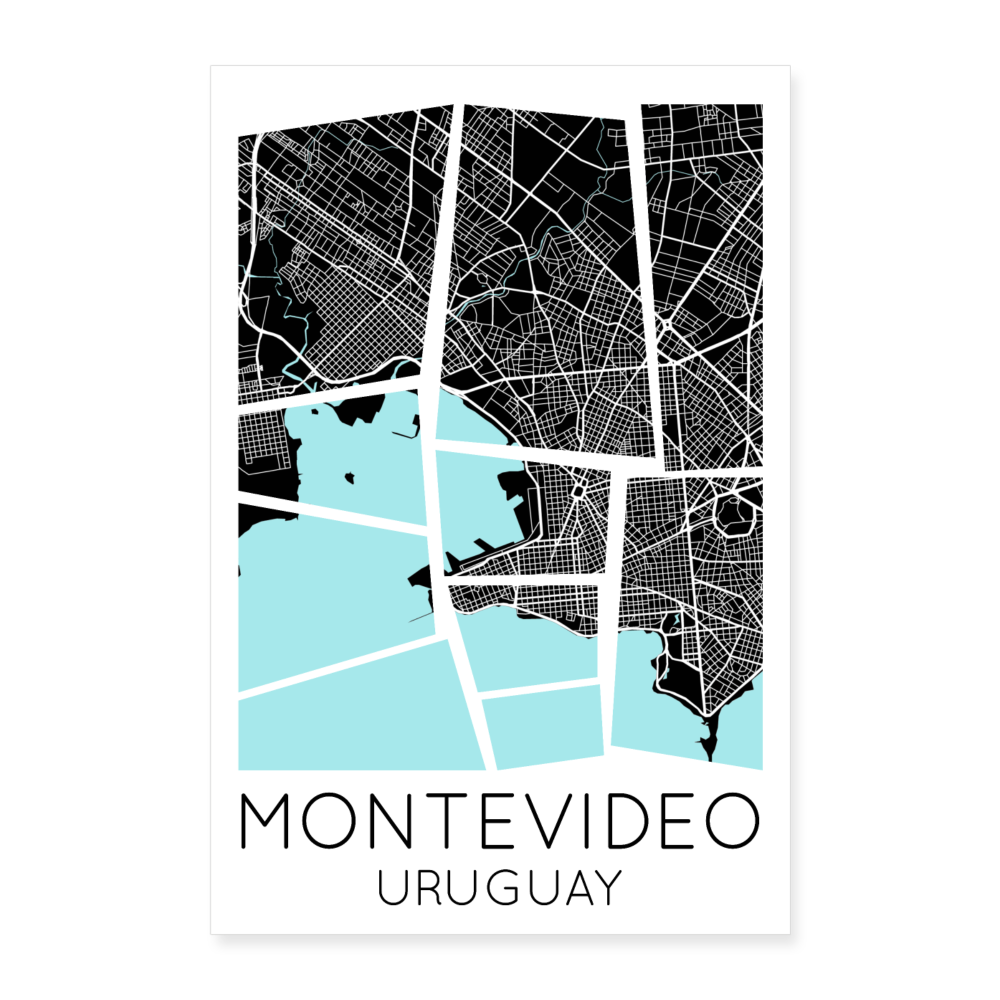 Poster Montevideo - Plan Montevideo - 40 x 60 cm - blanc