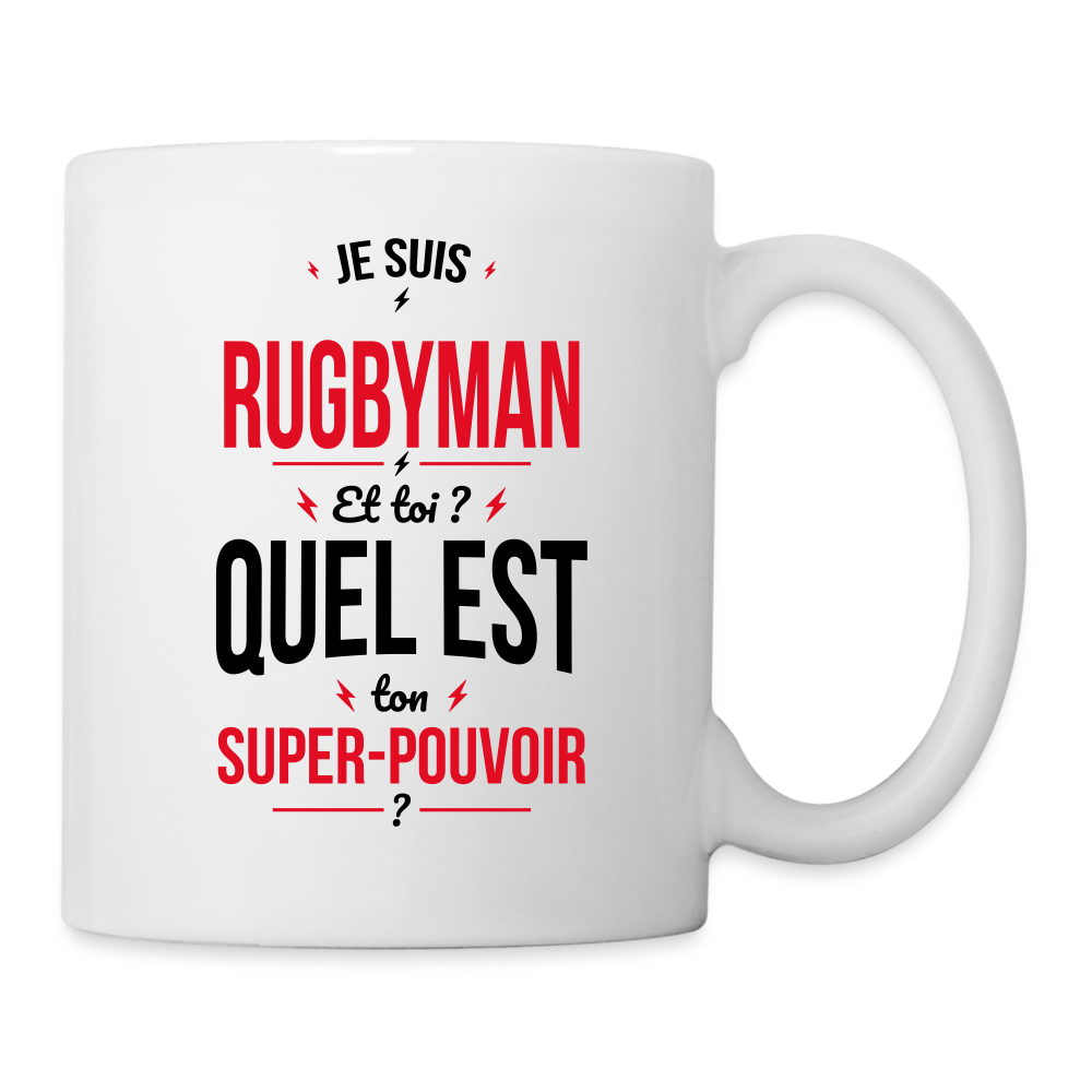 Mug blanc - Je suis rugbyman - Super-pouvoir - blanc