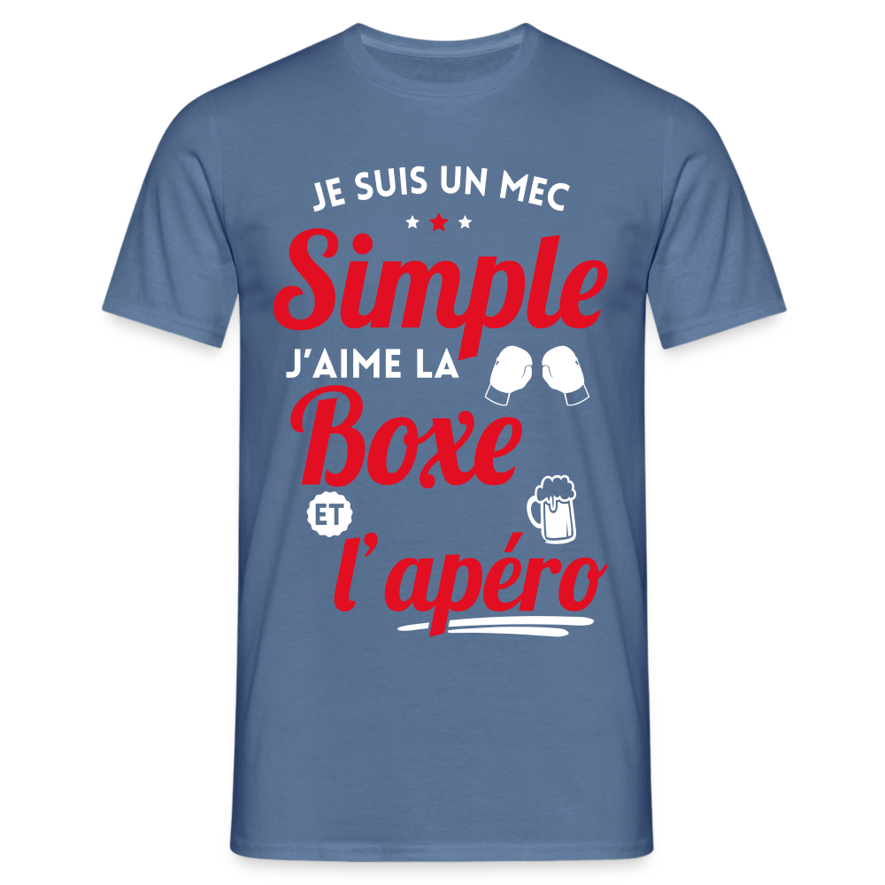 T-shirt Homme - J'aime la boxe et l'apéro - bleu pigeon 