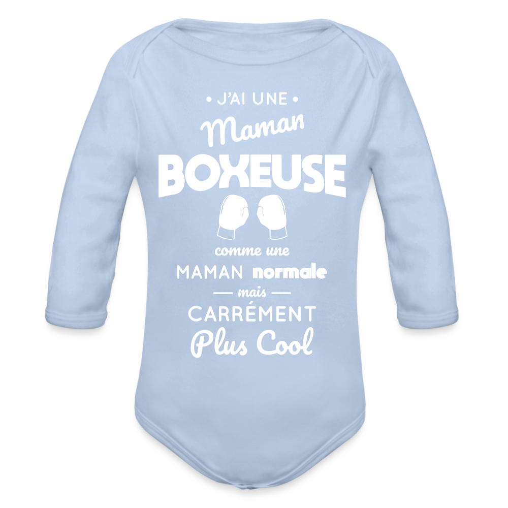 Body Bébé bio manches longues - J'ai une maman boxeuse - ciel