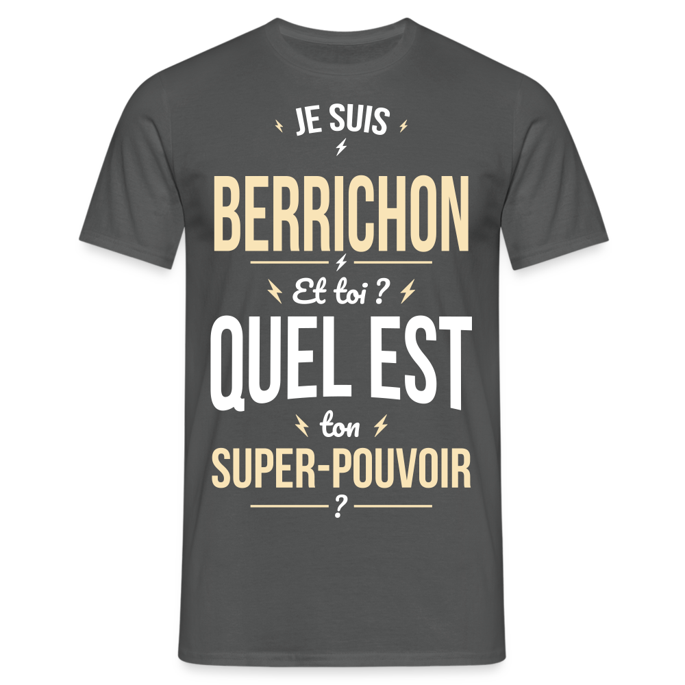 T-shirt Homme - Je suis Berrichon - Super-pouvoir - charbon