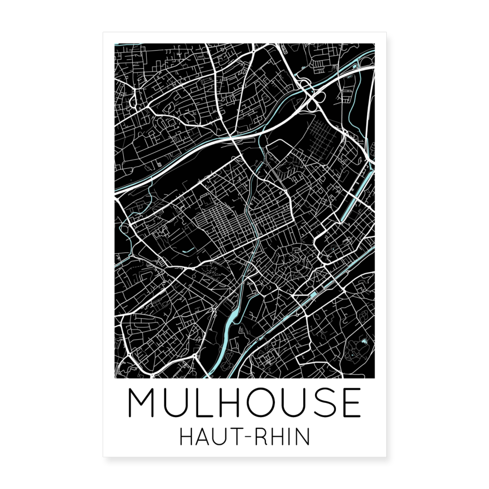 Poster Mulhouse - Plan Mulhouse - 60 x 90 cm - blanc