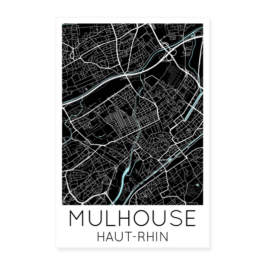 Poster Mulhouse - Plan Mulhouse - 60 x 90 cm - blanc