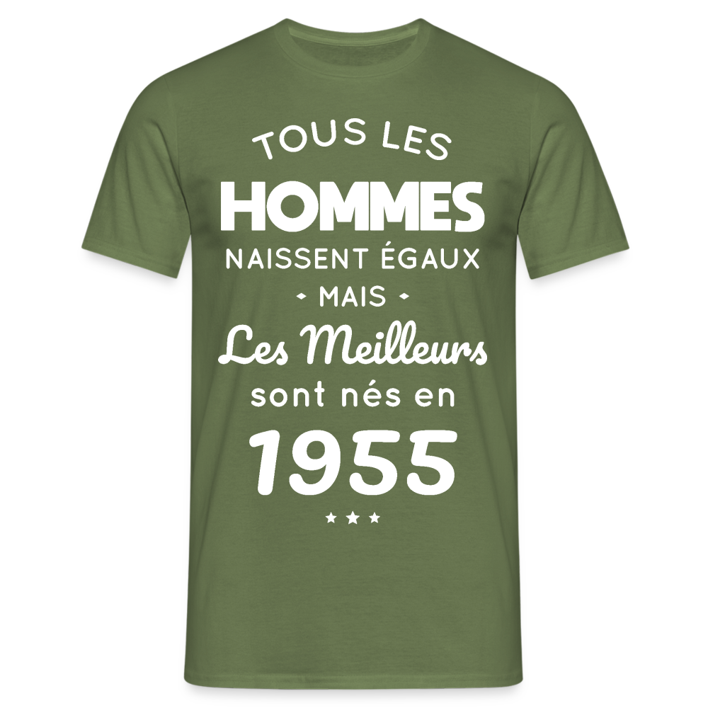 T-shirt Homme - Anniversaire 70 Ans - Les meilleurs sont nés en 1955 - vert militaire