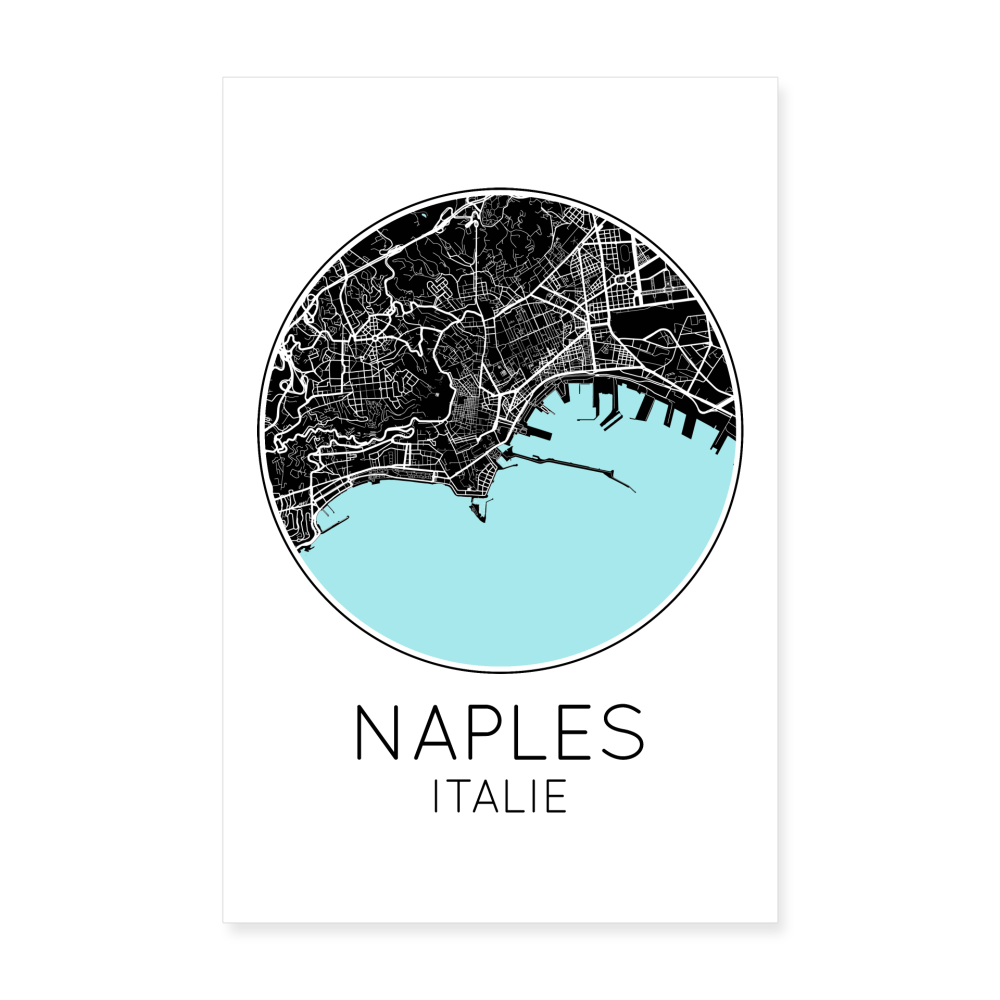 Poster Naples - Plan Naples - 20 x 30 cm - blanc