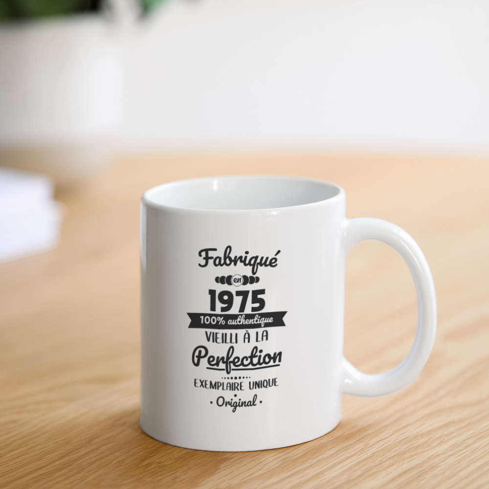 Mug uni - Anniversaire 50 Ans - Fabriqué en 1975 - blanc