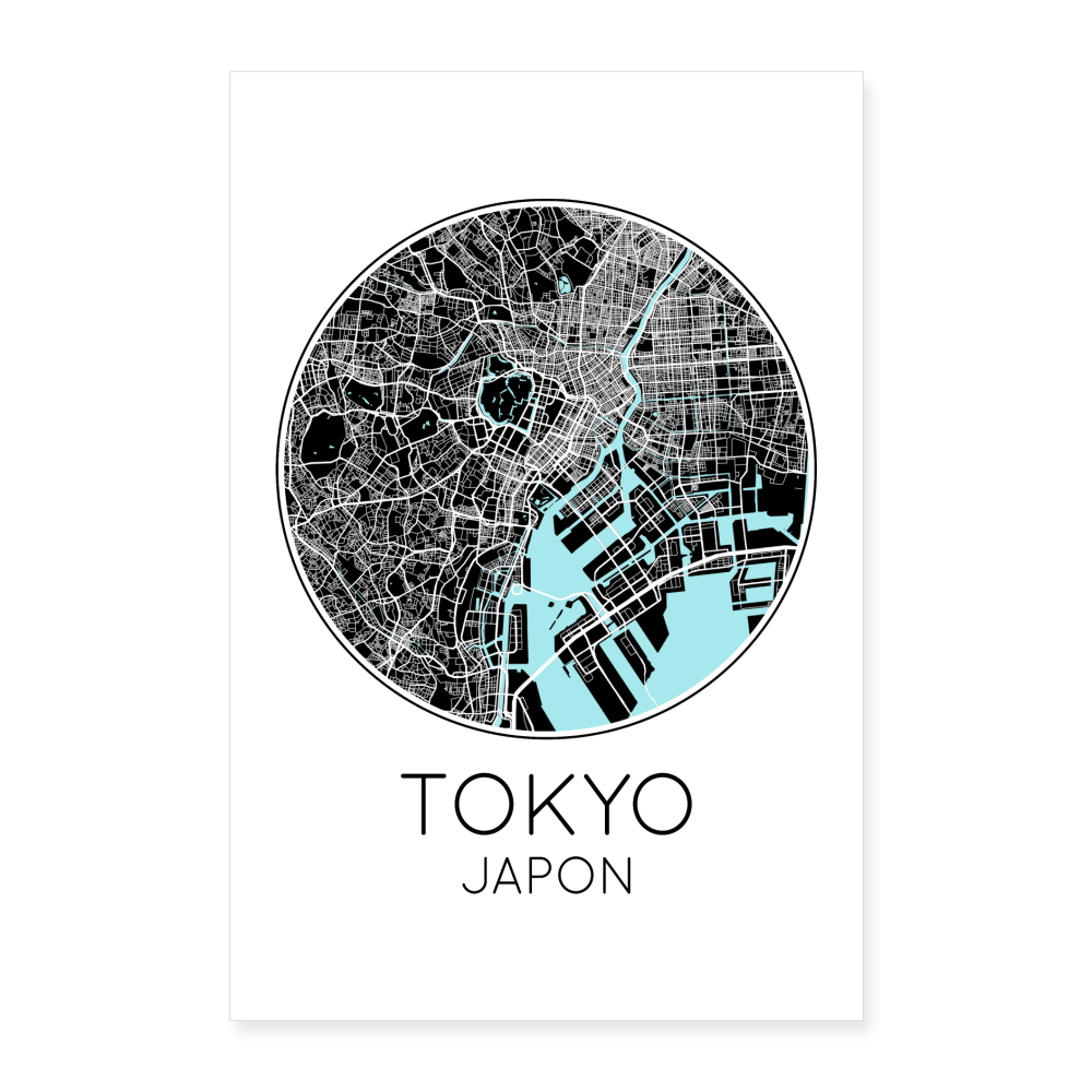 Poster Tokyo - Plan Tokyo - 60 x 90 cm - blanc