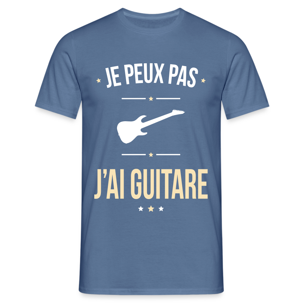 T-shirt Homme - Je peux pas j'ai Guitare - bleu pigeon 