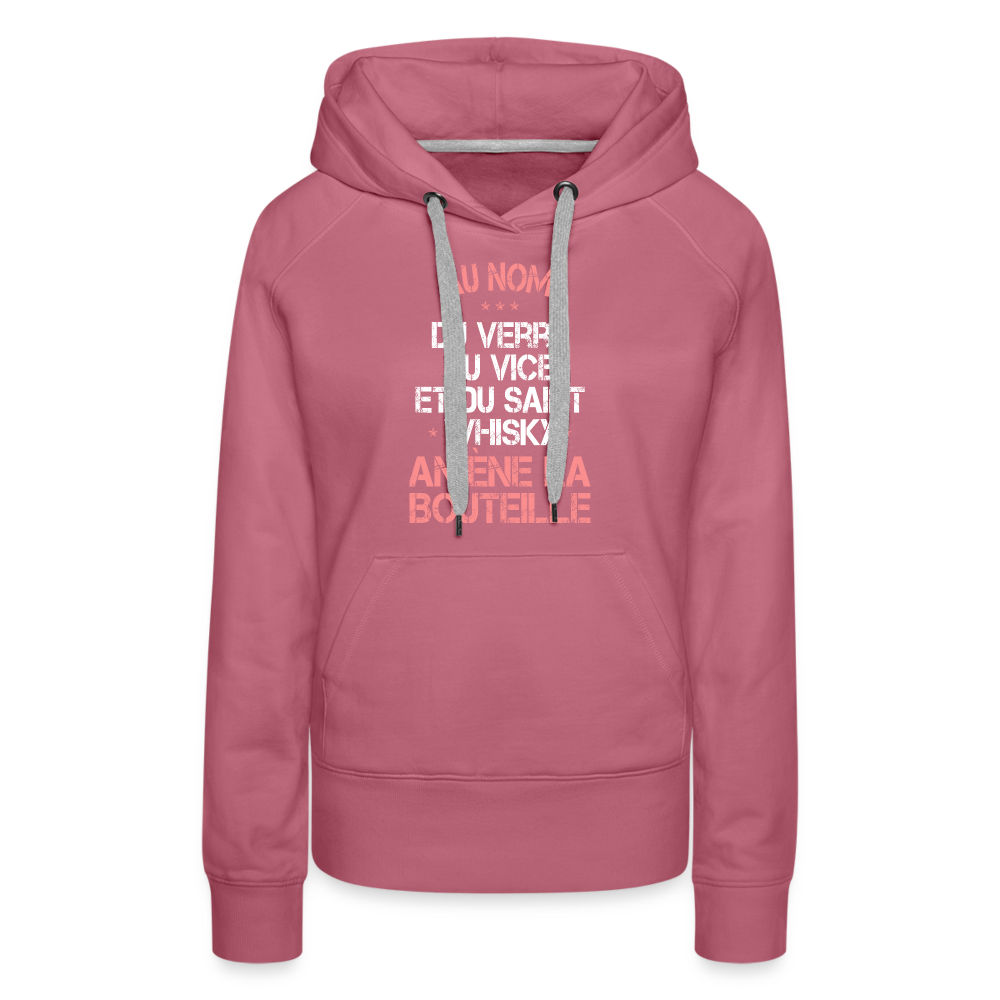 Sweat à capuche Premium Femme - Au nom du saint Whisky - mauve