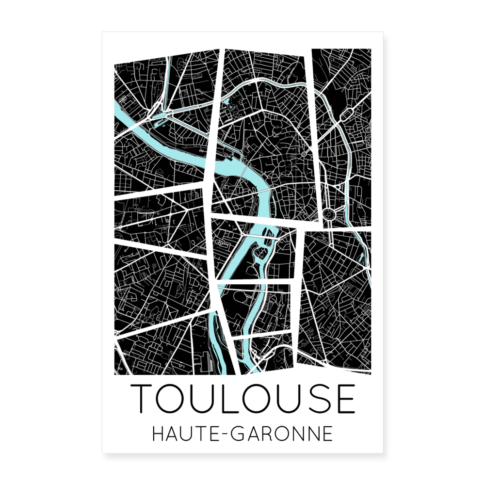 Poster Toulouse - Plan Toulouse - 40 x 60 cm - blanc