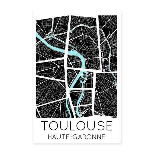 Poster Toulouse - Plan Toulouse - 40 x 60 cm - blanc