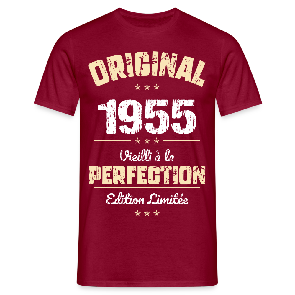 T-shirt Homme - Anniversaire 70 Ans - Original 1955 - rouge brique