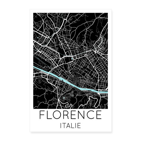 Poster Florence - Plan Florence - 60 x 90 cm - blanc