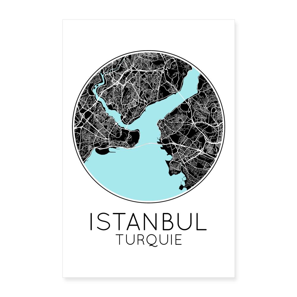 Poster Istanbul - Plan Istanbul - 60 x 90 cm - blanc