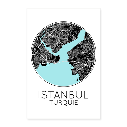 Poster Istanbul - Plan Istanbul - 60 x 90 cm - blanc