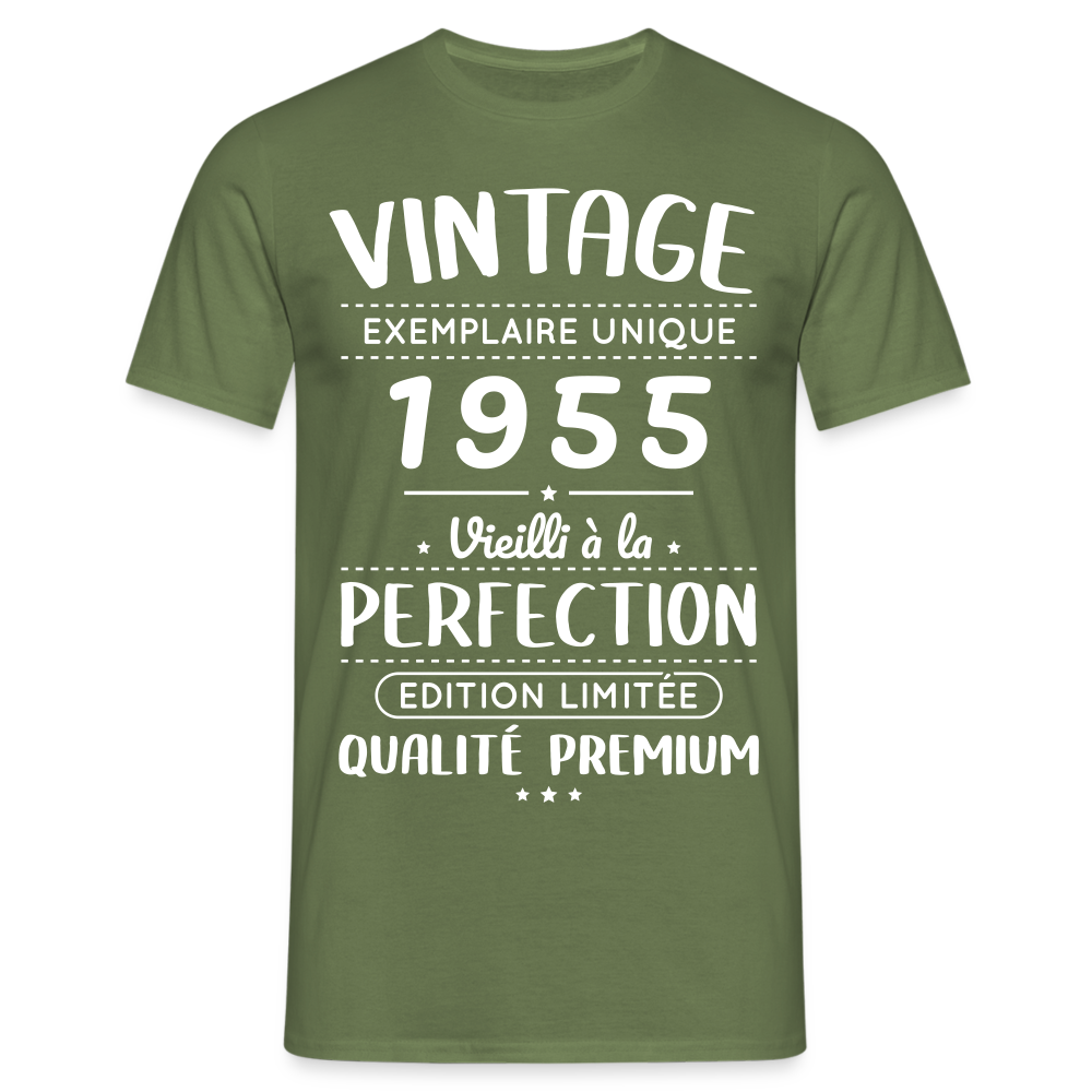 T-shirt Homme - Anniversaire 70 Ans - Vintage 1955 - vert militaire