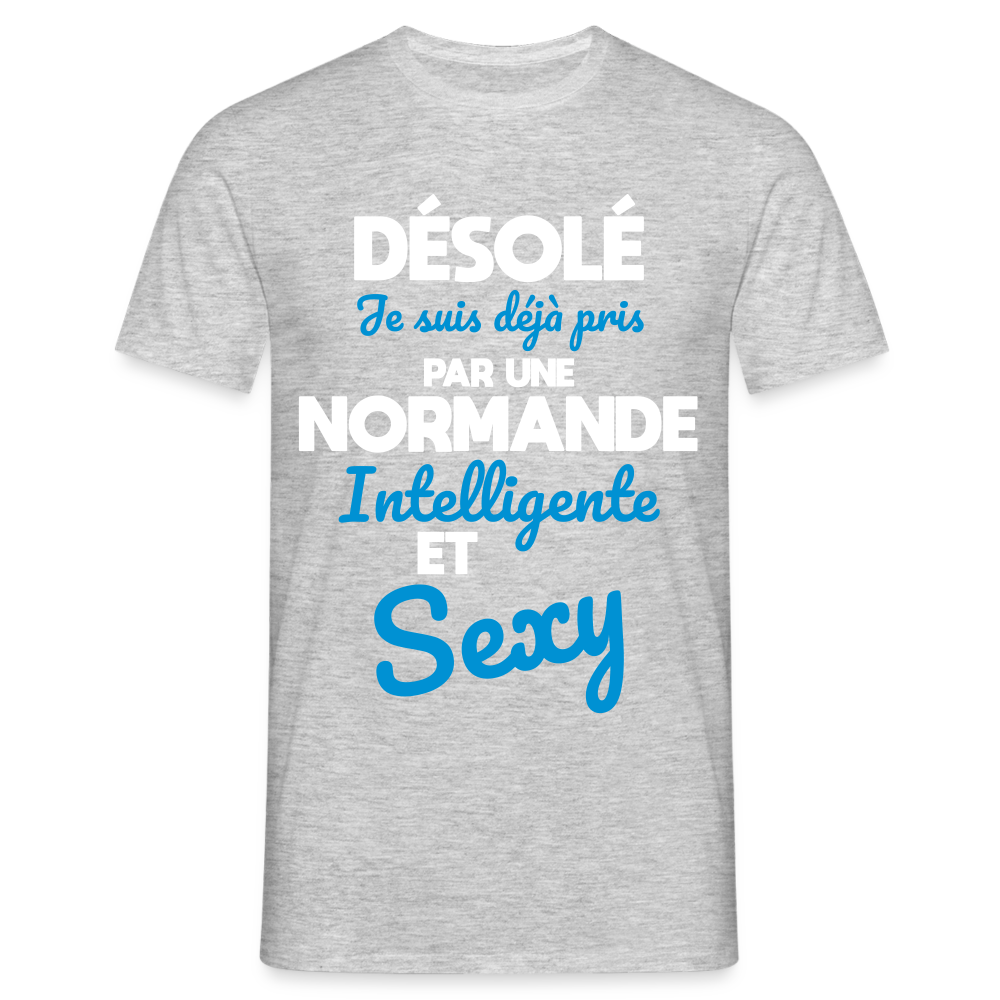 T-shirt Homme -  Je suis déjà pris par une Normande intelligente et sexy - gris chiné