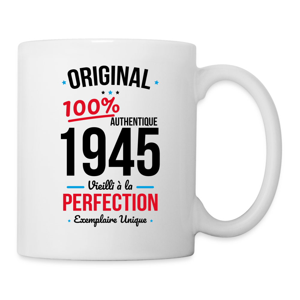 Mug blanc - Anniversaire 80 Ans - Original 1945 - blanc